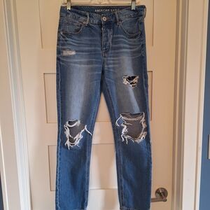 American Eagle Outfitters Women's Distressed Blue Boyfriend Jeans